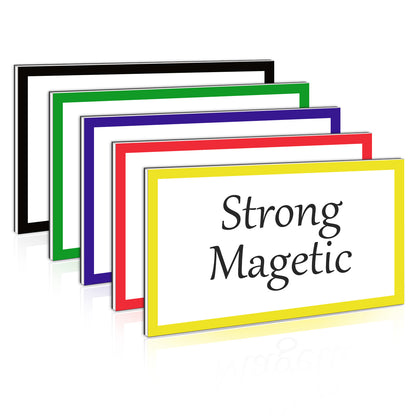 Magnetic Dry Erase Labels Ultra-Large - 6 x 3.5 Inch - 5Pcs Rectangle Name Plates Tags White Board Writable Flexible Magnet Stickers for Whiteboards Refrigerator